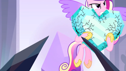 Size: 1920x1080 | Tagged: safe, screencap, princess cadance, alicorn, pony, g4, my little pony: friendship is magic, the beginning of the end, crystal heart, female, gritted teeth, lifting, mare, solo