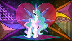 Size: 3840x2160 | Tagged: safe, artist:laszlvfx, artist:negatif22, edit, princess celestia, pony, g4, female, high res, movie accurate, solo, wallpaper, wallpaper edit