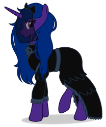 Size: 2500x3000 | Tagged: safe, artist:azusadrawz, artist:kitana762, oc, oc only, oc:lacunae, alicorn, pony, fallout equestria, fallout equestria: project horizons, artificial alicorn, black dress, clothes, dress, fanfic art, high res, looking at you, purple alicorn (fo:e), show accurate, simple background, solo, teary eyes, transparent background, vector