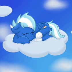 Size: 1814x1814 | Tagged: safe, artist:exobass, oc, oc:exobass, pegasus, pony, blue, cloud, cloudy, on a cloud, pegasus oc, sleeping, sleeping on a cloud, sleepy, wings