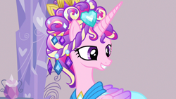 Size: 1280x720 | Tagged: safe, screencap, princess cadance, alicorn, pony, g4, games ponies play, ceremonial headdress, clothes, dress, female, mare, solo