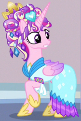 Size: 756x1125 | Tagged: safe, screencap, princess cadance, alicorn, pony, g4, games ponies play, ceremonial headdress, clothes, cropped, dress, female, mare, solo