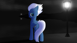 Size: 3840x2160 | Tagged: safe, artist:astralr, night glider, pegasus, pony, g4, cloud, female, high res, lamppost, lighthouse, looking at you, mare, night, solo