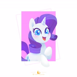 Size: 4096x4096 | Tagged: safe, artist:likhaluna, rarity, pony, unicorn, g4, absurd resolution, colored pupils, cute, female, looking at you, mare, open mouth, out of frame, raribetes, smiling, solo