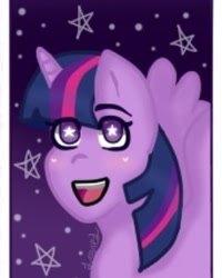 Size: 320x400 | Tagged: safe, alternate version, artist:coupleoreo3109, artist:loviel, twilight sparkle, alicorn, pony, g4, :d, bust, collaboration, female, mare, open mouth, smiling, solo, starry eyes, twilight sparkle (alicorn), wingding eyes