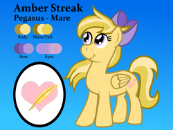 Size: 2133x1600 | Tagged: safe, artist:bryastar, oc, oc only, oc:amber streak, pegasus, pony, bow, female, mare, reference sheet