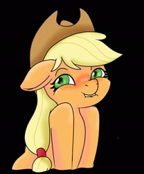 Size: 1707x2048 | Tagged: safe, artist:imposter dude, applejack, earth pony, pony, g4, blushing, female, floppy ears, lip bite, mare, medibang android, practice, silly face, solo