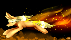 Size: 1920x1080 | Tagged: safe, artist:intfighter, edit, applejack, earth pony, pony, g4, black background, cropped, eyes closed, female, flying, mare, simple background, solo
