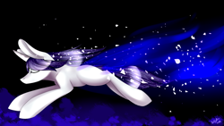 Size: 1920x1080 | Tagged: safe, artist:intfighter, edit, rarity, pony, unicorn, g4, black background, cropped, eyes closed, female, flying, mare, simple background, solo