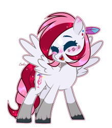 Size: 1158x1322 | Tagged: safe, artist:mint-light, oc, oc only, oc:rouge swirl, pegasus, pony, blushing, commission, eyes closed, pegasus oc, simple background, smiling, solo, transparent background, unshorn fetlocks, wings, ych result