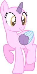 Size: 955x1898 | Tagged: safe, artist:pegasski, oc, oc only, alicorn, pony, g4, rarity takes manehattan, alicorn oc, bald, base, eyelashes, female, horn, mare, open mouth, raised hoof, simple background, smiling, solo, transparent background, two toned wings, wings