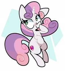Size: 1878x2048 | Tagged: safe, artist:kindakismet, sweetie belle, pony, unicorn, g4, boop, cute, cutie mark, diasweetes, dreamworks face, female, mare, older, older sweetie belle, self-boop, simple background, solo, white background
