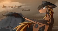 Size: 2362x1275 | Tagged: safe, artist:lth935, oc, oc only, oc:calamity, pegasus, pony, fallout equestria, dashite, male, solo, stallion, wasteland