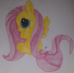 Size: 1075x1062 | Tagged: safe, artist:artiststr, fluttershy, pegasus, pony, g4, big eyes, cute, small wings, traditional art, wings