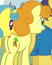Size: 902x1125 | Tagged: safe, screencap, carrot top, golden harvest, lemon hearts, mint condition, earth pony, pony, g4, parental glideance, butt, cropped, female, goldenbutt, mare, plot