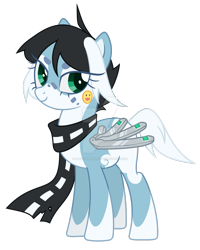 Size: 1920x2406 | Tagged: safe, artist:magicdarkart, pony, amputee, artificial wings, augmented, clothes, deviantart watermark, obtrusive watermark, prosthetic limb, prosthetic wing, prosthetics, scarf, simple background, solo, transparent background, watermark, wings