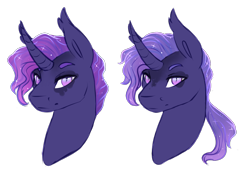 Size: 1078x762 | Tagged: safe, artist:amiookamiwolf, oc, oc:lucius nights, oc:moonlit reverie, pony, bust, male, portrait, simple background, stallion, transparent background, twins