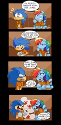 Size: 632x1280 | Tagged: safe, artist:croxovergoddess, rainbow dash, g4, argument, chained, clothes, comic, courtroom, cuffs, dialogue, male, prison outfit, prisoner, prisoner rd, rainbow dumb, shackles, sonic the hedgehog, sonic the hedgehog (series), speeding