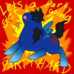 Size: 500x500 | Tagged: safe, artist:blemy, oc, oc only, oc:tater, pegasus, pony, male, party hard, solo, stallion