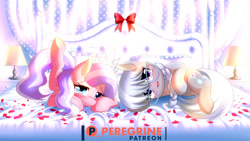 Size: 1600x900 | Tagged: safe, artist:phoenixperegrine, diamond tiara, silver spoon, g4, bed, bedroom, female, filly, patreon, patreon logo