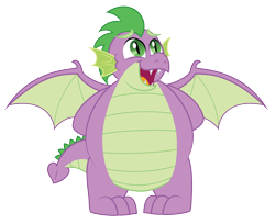 Size: 4464x3640 | Tagged: safe, artist:aleximusprime, spike, dragon, g4, adult, adult spike, arm behind back, chubby, fat, fat spike, looking at you, male, older, older spike, open mouth, simple background, solo, transparent background, vector, winged spike, wings