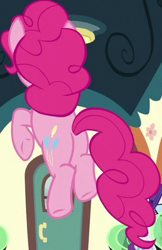 Size: 247x382 | Tagged: safe, screencap, pinkie pie, earth pony, pony, g4, the gift of the maud pie, balloonbutt, butt, cropped, jumping, plot