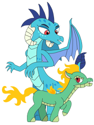 Size: 2448x3264 | Tagged: safe, artist:supahdonarudo, princess ember, tianhuo (tfh), dragon, hybrid, longma, them's fightin' herds, g4, community related, dragoness, female, high res, mane of fire, simple background, surprised, transparent background