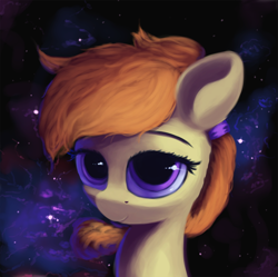Size: 1250x1245 | Tagged: safe, artist:vultraz, oc, oc only, oc:safe haven, pony, bust, drawthread, female, mare, portrait, solo, starry background
