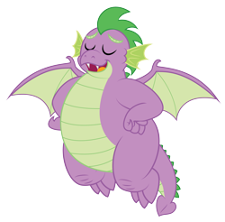 Size: 4150x4090 | Tagged: safe, artist:aleximusprime, spike, dragon, g4, molt down, adult, adult spike, chubby, eyes closed, fat, fat spike, flying, male, older, older spike, open mouth, simple background, solo, transparent background, vector, winged spike, wings