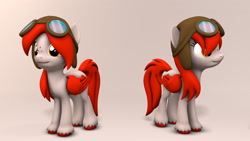 Size: 1920x1080 | Tagged: safe, artist:whiteskypony, oc, oc only, oc:scarlet, pegasus, pony, 3d, aviator goggles, aviator hat, colored wings, female, goggles, hat, mare, solo, wings