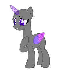 Size: 864x1080 | Tagged: safe, artist:intfighter, oc, oc only, alicorn, pony, g4, alicorn oc, bald, base, eyelashes, hoof on chest, horn, raised hoof, simple background, solo, transparent background, two toned wings, wings