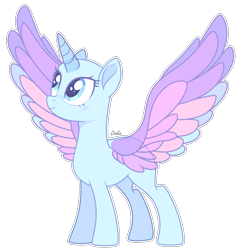 Size: 2184x2248 | Tagged: safe, artist:mint-light, oc, oc only, alicorn, pony, g4, alicorn oc, bald, base, female, high res, horn, looking up, mare, simple background, solo, spread wings, transparent background, transparent horn, transparent wings, wings