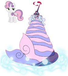 Size: 1280x1431 | Tagged: safe, artist:bearmation, sweetie belle, mermaid, siren, g4, crossover, dynamax, female, gigantamax, glowing eyes, long tail, macro, pokemon sword and shield, pokémon, simple background, singing, solo, tail, transparent background, vector