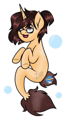 Size: 720x1280 | Tagged: safe, artist:silentwolf-oficial, oc, oc only, seapony (g4), female, glasses, seaponified, simple background, solo, species swap, transparent background
