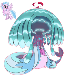 Size: 1280x1326 | Tagged: safe, artist:bearmation, silverstream, mermaid, sea pony, siren, g4, crossover, dynamax, female, gigantamax, glowing eyes, long tail, macro, pokemon sword and shield, pokémon, simple background, singing, solo, tail, transparent background, vector