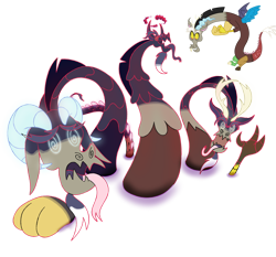 Size: 1280x1195 | Tagged: safe, artist:bearmation, discord, draconequus, g4, chaos, crossover, dynamax, gigantamax, glowing eyes, macro, male, multiple heads, pokemon sword and shield, pokémon, simple background, solo, three heads, transparent background, vector