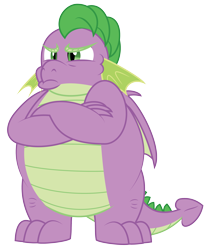 Size: 2963x3414 | Tagged: safe, artist:aleximusprime, spike, dragon, g4, chubby, crossed arms, fat, fat spike, high res, male, older, older spike, simple background, solo, transparent background, vector, winged spike, wings