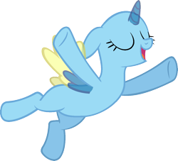 Size: 1164x1055 | Tagged: safe, artist:pegasski, oc, oc only, alicorn, pony, all bottled up, g4, alicorn oc, bald, base, eyelashes, eyes closed, female, flying, horn, mare, open mouth, simple background, smiling, solo, transparent background, two toned wings, underhoof, wings