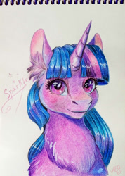 Size: 771x1080 | Tagged: safe, artist:alina-sherl, twilight sparkle, pony, unicorn, g4, chest fluff, ear fluff, female, solo, traditional art