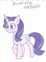 Size: 893x1197 | Tagged: safe, artist:cmara, starlight glimmer, pony, unicorn, g4, female, lined paper, mare, raised hoof, simple background, solo, traditional art, white background