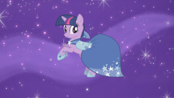 Size: 1920x1080 | Tagged: safe, screencap, twilight sparkle, pony, g4, suited for success, clothes, dress, female, gala dress, rearing, solo, twilight sparkle's first gala dress