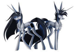 Size: 2495x1800 | Tagged: safe, artist:sadatrix, oc, oc only, oc:eclipse, oc:solstice, pony, unicorn, female, male, mare, simple background, stallion, transparent background