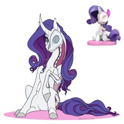 Size: 1200x1200 | Tagged: safe, artist:dementra369, rarity, pony, unicorn, freeny's hidden dissectibles, g4, anatomy, belly, bone, dissectibles, female, mare, organs, simple background, sitting, skeleton, skinny, slender, solo, thin, thin legs, toy interpretation, white background