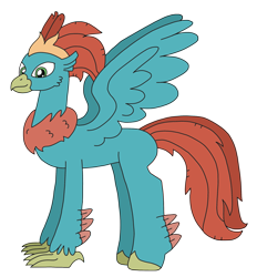 Size: 2275x2448 | Tagged: safe, artist:supahdonarudo, oc, oc only, oc:king waverider, classical hippogriff, hippogriff, crown, high res, jewelry, regalia, simple background, smiling, spread wings, story included, transparent background, wings