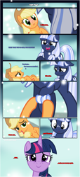 Size: 1919x4225 | Tagged: safe, artist:estories, applejack, twilight sparkle, oc, oc:silverlay, alicorn, original species, pony, umbra pony, unicorn, comic:a(pple)ffection, g4, blushing, bracelet, canon x oc, comic, crying, female, freckles, happy, i love you, jewelry, lesbian, lying down, on back, open mouth, shipping, show accurate, silverjack, tears of joy, vector