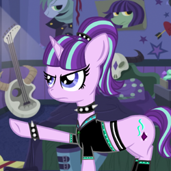 Size: 800x800 | Tagged: safe, artist:php185, starlight glimmer, pony, unicorn, g4, edgelight glimmer, guitar, musical instrument, past, ponytail, room, starlight's room, teenage glimmer, teenager