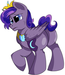 Size: 4900x5650 | Tagged: safe, artist:rainbowtashie, oc, oc:princess luminescent love, alicorn, pony, butt, commissioner:bigonionbean, confused, cutie mark, flank, fusion, fusion:princess cadance, fusion:princess luna, jewelry, male, plot, rule 63, simple background, stallion, the ass was fat, transparent background, writer:bigonionbean