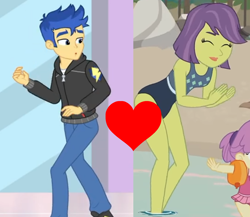Size: 1802x1563 | Tagged: safe, edit, edited screencap, screencap, flash sentry, victoria, water lily (g4), equestria girls, equestria girls series, g4, eyes closed, female, flashtoria, male, milf, offscreen character, shipping, shipping domino, straight