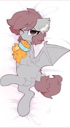 Size: 852x1542 | Tagged: safe, artist:php146, oc, oc only, oc:peaches, bat pony, pony, bat pony oc, chest fluff, collar, cute, ear fluff, embarrassed, female, mare, one eye closed, pale belly, solo