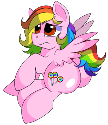 Size: 5211x6000 | Tagged: safe, artist:rainbowtashie, oc, oc only, oc:candy clumsy, pegasus, pony, 2021 community collab, derpibooru community collaboration, butt, commissioner:bigonionbean, confused, cutie mark, embarrassed, flank, male, plot, rule 63, simple background, solo, stallion, the ass was fat, transparent background, writer:bigonionbean